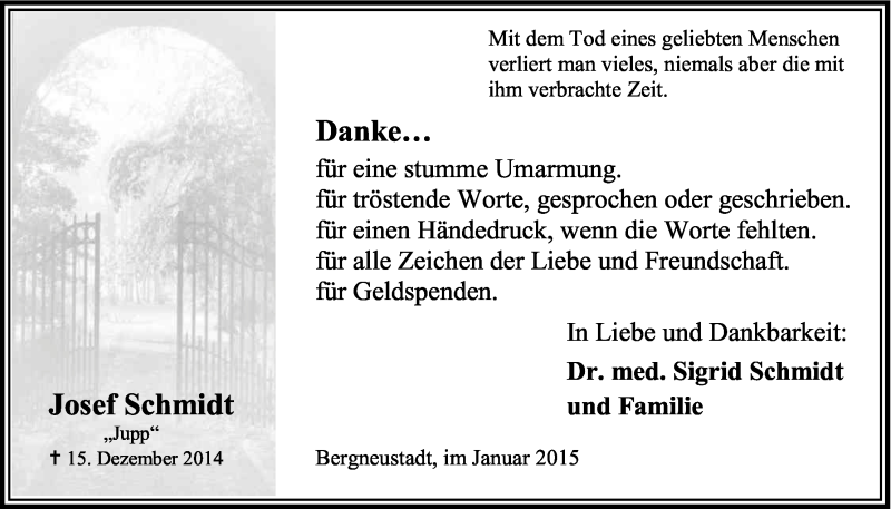  Traueranzeige für Josef Schmidt vom 17.01.2015 aus Kölner Stadt-Anzeiger / Kölnische Rundschau / Express