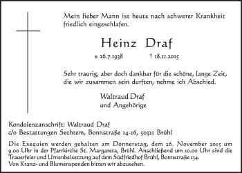 Anzeige von Heinz Draf von  Schlossbote/Werbekurier 