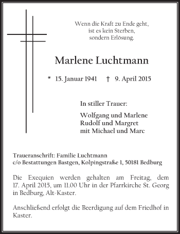 Anzeige von Marlene Luchtmann von  Werbepost 