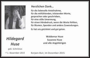 Anzeige von Hildehard Huse von  Werbepost 