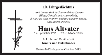 Anzeige von Hans Altvater von  Werbepost 