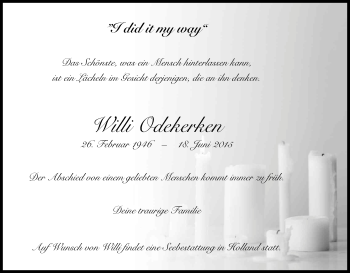 Anzeige von Willi Odekerken von Kölner Stadt-Anzeiger / Kölnische Rundschau / Express