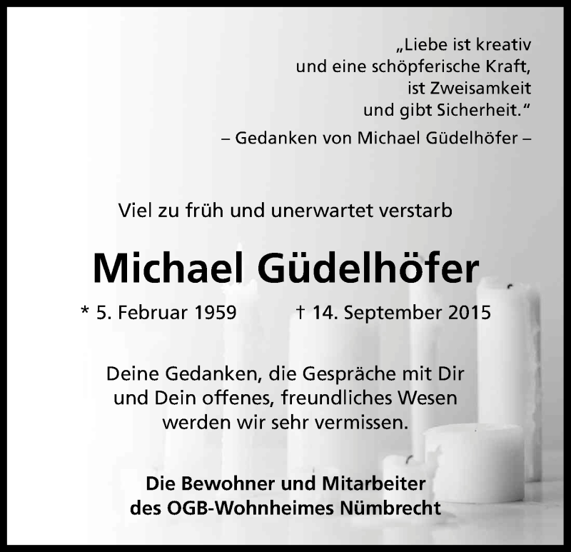  Traueranzeige für Michael Güdelhöfer vom 19.09.2015 aus Kölner Stadt-Anzeiger / Kölnische Rundschau / Express