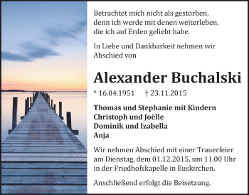 Anzeige von Alexander Buchalski von  Blickpunkt Euskirchen 