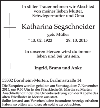 Anzeige von Katharina Segschneider von  Schlossbote/Werbekurier 