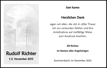 Anzeige von Rudolf Richter von  Anzeigen Echo 