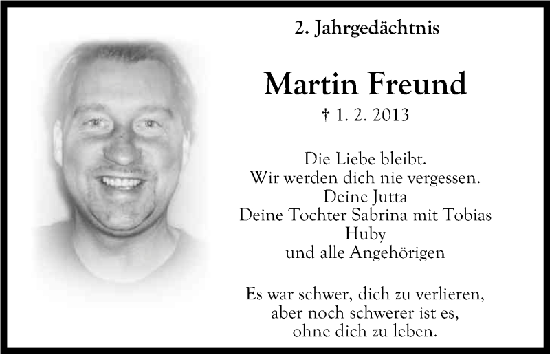  Traueranzeige für Martin Freund vom 31.01.2015 aus Kölner Stadt-Anzeiger / Kölnische Rundschau / Express