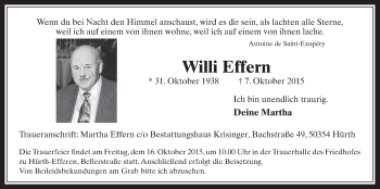 Anzeige von Willi Effern von  Wochenende 