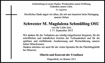 Anzeige von Magdalena Schmülling von Kölner Stadt-Anzeiger / Kölnische Rundschau / Express