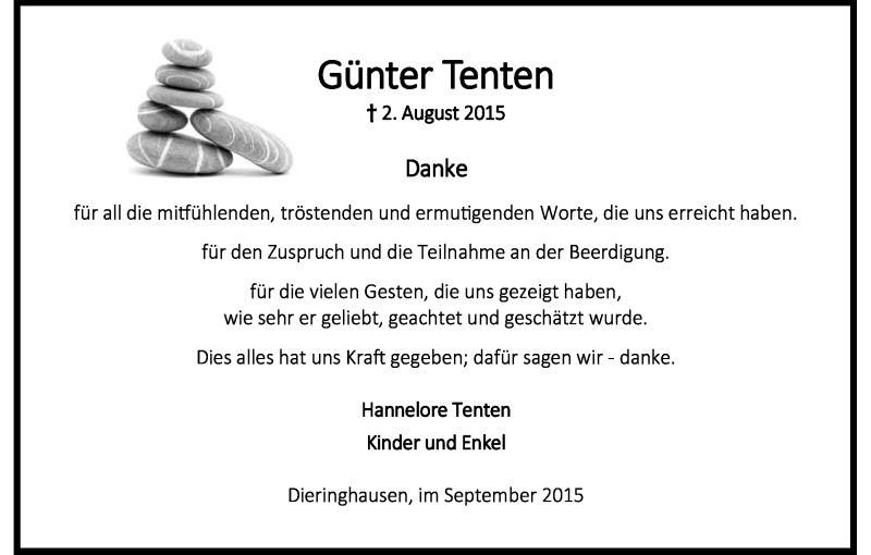  Traueranzeige für Günter Tenten vom 19.09.2015 aus Kölner Stadt-Anzeiger / Kölnische Rundschau / Express