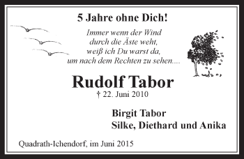Anzeige von Rudolf Tabor von  Werbepost 