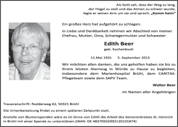 Anzeige von Edith Beer von  Schlossbote/Werbekurier 
