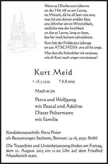 Anzeige von Kurt Meid von  Schlossbote/Werbekurier 