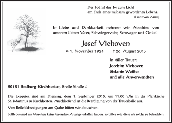Anzeige von Josef Viehoven von  Sonntags-Post 