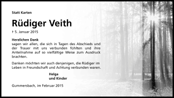 Anzeige von Rüdiger Veith von Kölner Stadt-Anzeiger / Kölnische Rundschau / Express