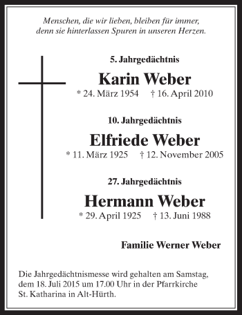 Anzeige von Familie Weber von  Wochenende 