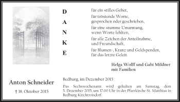 Anzeige von Anton Schneider von  Werbepost 
