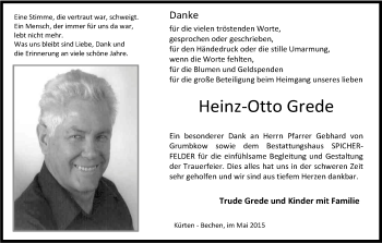 Anzeige von Heinz-Otto Grede von Kölner Stadt-Anzeiger / Kölnische Rundschau / Express