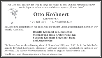 Anzeige von Otto Kröhnert von  Werbepost 