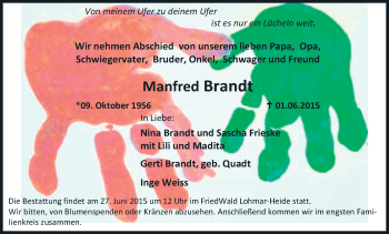 Anzeige von Manfred Brandt von Kölner Stadt-Anzeiger / Kölnische Rundschau / Express