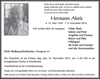 Anzeige von Hermann Abels von  Sonntags-Post 