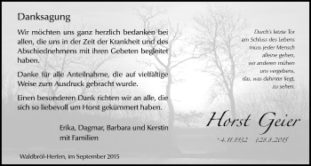 Anzeige von Horst Geier von  Lokalanzeiger 
