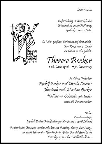 Anzeige von Therese Becker von  Blickpunkt Euskirchen 