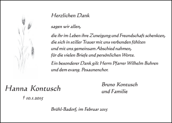 Anzeige von Hanna Kontusch von  Schlossbote/Werbekurier 