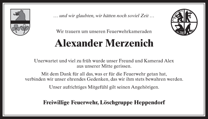  Traueranzeige für Alexander Merzenich vom 15.07.2015 aus  Werbepost 