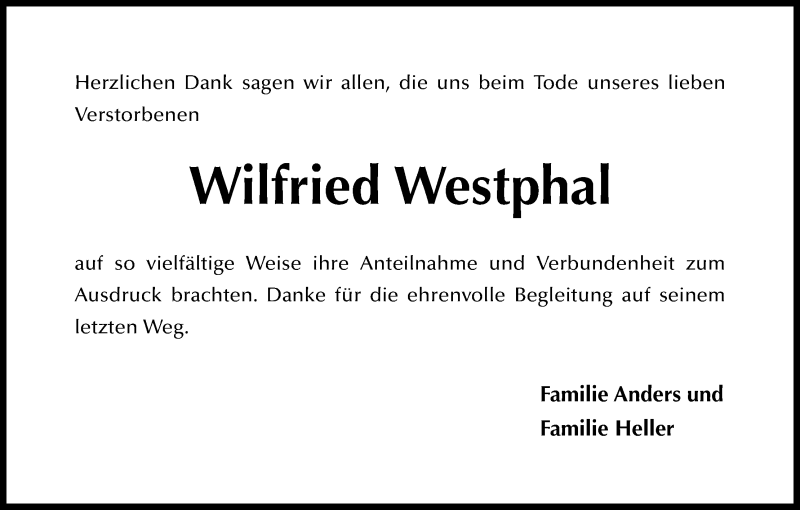  Traueranzeige für Wilfried Westphal vom 27.06.2015 aus Kölner Stadt-Anzeiger / Kölnische Rundschau / Express