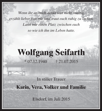 Anzeige von Wolfgang Seifarth von  Werbepost 