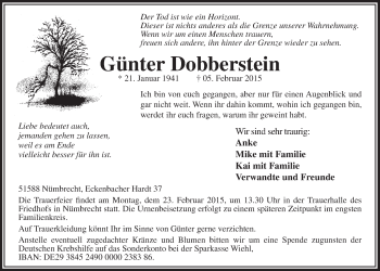 Anzeige von Günter Dobberstein von  Lokalanzeiger 