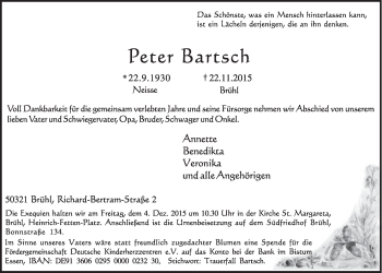 Anzeige von Peter Bartsch von  Schlossbote/Werbekurier 