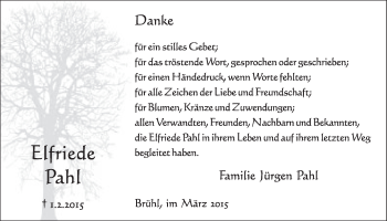 Anzeige von Elfried Pahl von  Schlossbote/Werbekurier 