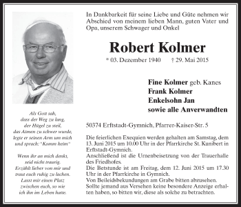 Anzeige von Robert Kolmer von  Werbepost 