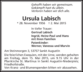 Anzeige von Ursula Labisch von  Extra Blatt 