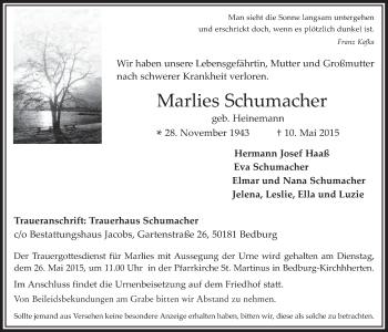 Anzeige von Marlies Schumacher von  Werbepost 