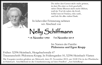 Anzeige von Nelly Schiffmann von  Blickpunkt Euskirchen 