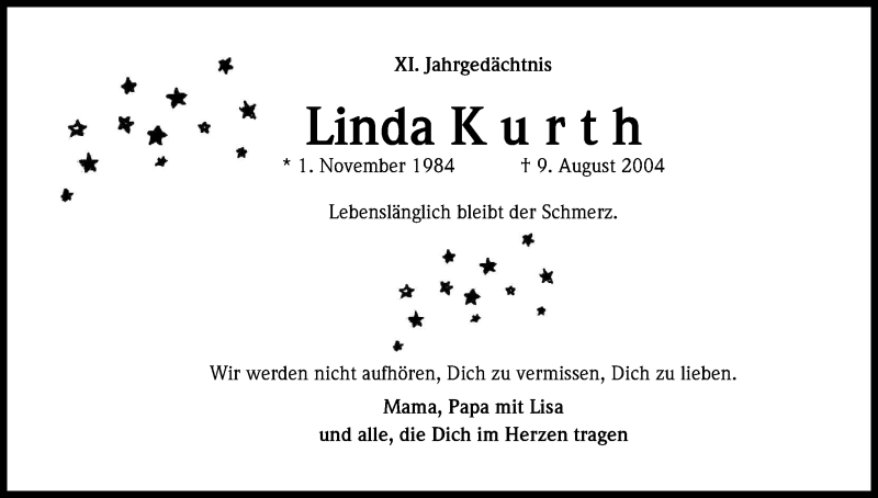  Traueranzeige für Linda Kurth vom 08.08.2015 aus Kölner Stadt-Anzeiger / Kölnische Rundschau / Express