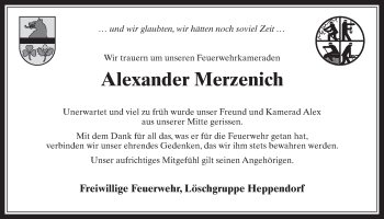 Anzeige von Alexander Merzenich von  Werbepost 