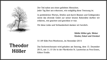 Anzeige von Theodor Höller von Kölner Stadt-Anzeiger / Kölnische Rundschau / Express