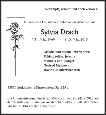 Anzeige von Sylvia Drach von  Blickpunkt Euskirchen 