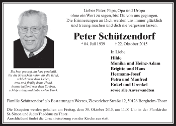 Anzeige von Peter Schützendorf von  Werbepost 