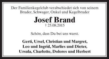 Anzeige von Josef Brand von  Werbepost 