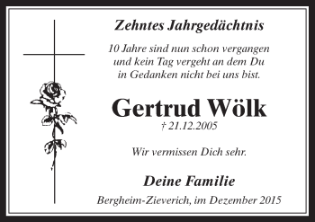 Anzeige von Gertrud Wölk von  Werbepost 