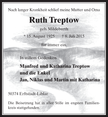 Anzeige von Ruth Treptow von  Werbepost 