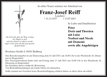Anzeige von Franz-Josef Reiff von  Werbepost 
