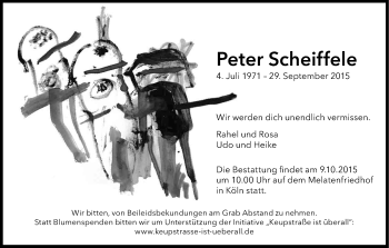 Anzeige von Peter Scheiffele von Kölner Stadt-Anzeiger / Kölnische Rundschau / Express