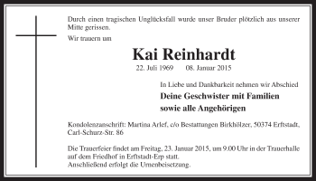 Anzeige von Kai Reinhardt von  Werbepost 