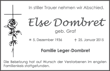 Anzeige von Else Dombret von  Schlossbote/Werbekurier 